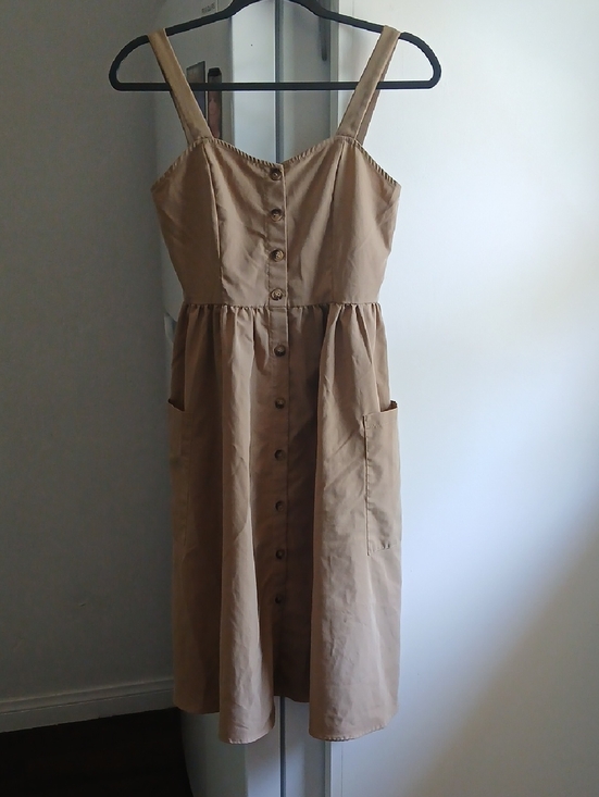 Source Unknown Dresses & Skirts - Source Unknown Tan Button-Front Midi Dress with Pockets